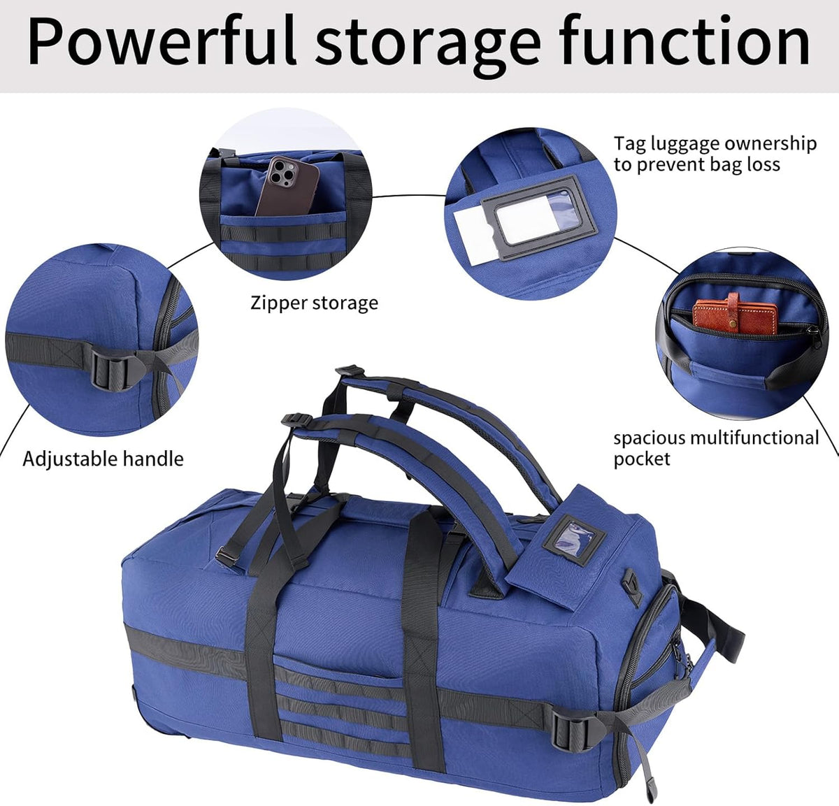 80L Travel Rolling Duffel Bag with wheels, Military Tactical Wheeled Foldable for Deployment Travel Camping Sports