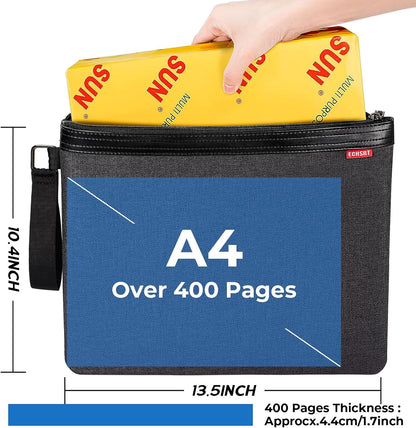 File Folder Document Organizer for Travel, Document Bag Zipper Pouch for Men & Women Black