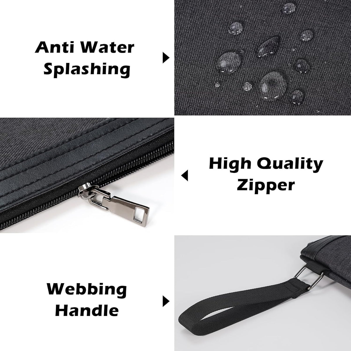 File Folder Document Organizer for Travel, Document Bag Zipper Pouch for Men & Women Black