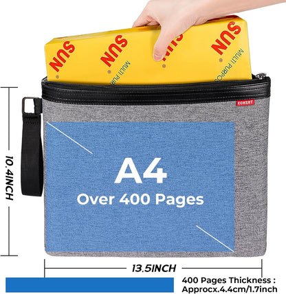 File Folder Document Organizer for Travel, Document Bag Zipper Pouch for Men & Women Black