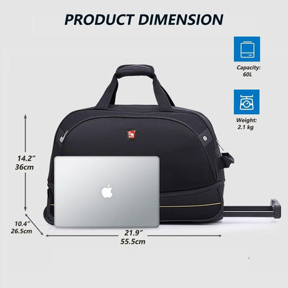 Small Rolling Duffle Bag with Wheels, Travel 22 inch Carry On Luggage Unisex-Adult Short Term Trips Expandable 50L to 60L