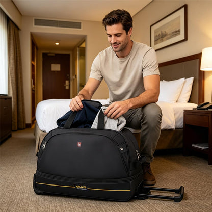 Small Rolling Duffle Bag with Wheels, Travel 22 inch Carry On Luggage Unisex-Adult Short Term Trips Expandable 50L to 60L
