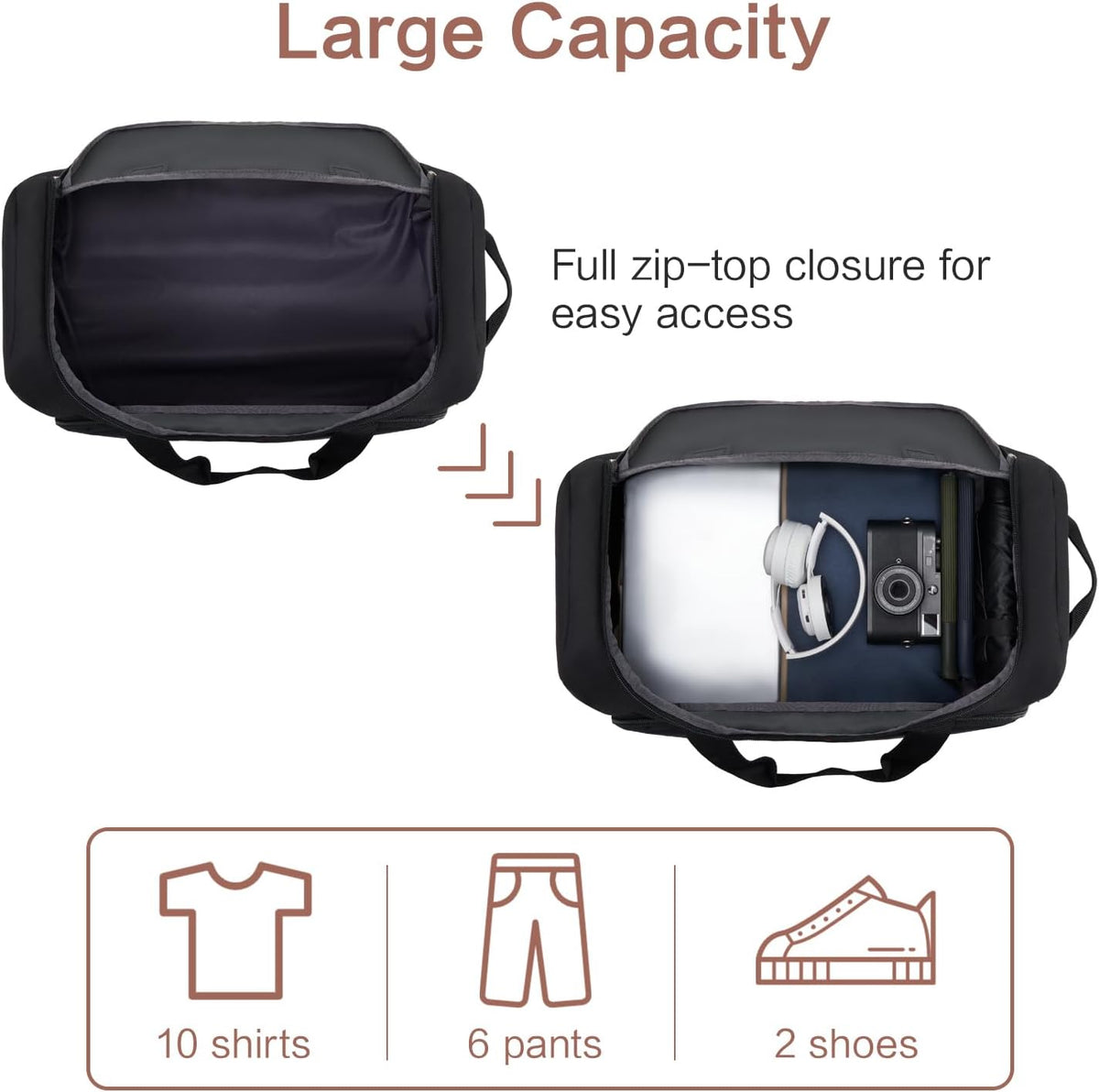 Small Rolling Duffle Bag with Wheels, Travel 22 inch Carry On Luggage Unisex-Adult Short Term Trips Expandable 50L to 60L