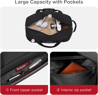 Small Rolling Duffle Bag with Wheels, Travel 22 inch Carry On Luggage Unisex-Adult Short Term Trips Expandable 50L to 60L