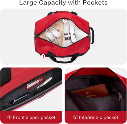 Small Rolling Duffle Bag with Wheels, Travel 22 inch Carry On Luggage Unisex-Adult Short Term Trips Expandable 50L to 60L