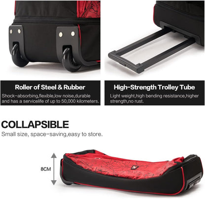 Small Rolling Duffle Bag with Wheels, Travel 22 inch Carry On Luggage Unisex-Adult Short Term Trips Expandable 50L to 60L