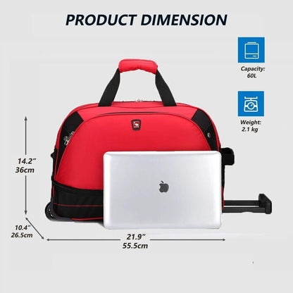Small Rolling Duffle Bag with Wheels, Travel 22 inch Carry On Luggage Unisex-Adult Short Term Trips Expandable 50L to 60L
