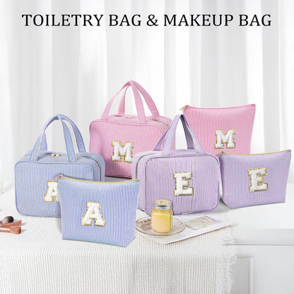 Hanging Toiletry Bag - Large Capacity Personalized Travel Toiletry Bag for Women, Cruise Ship Essentials - Letter R, Pink