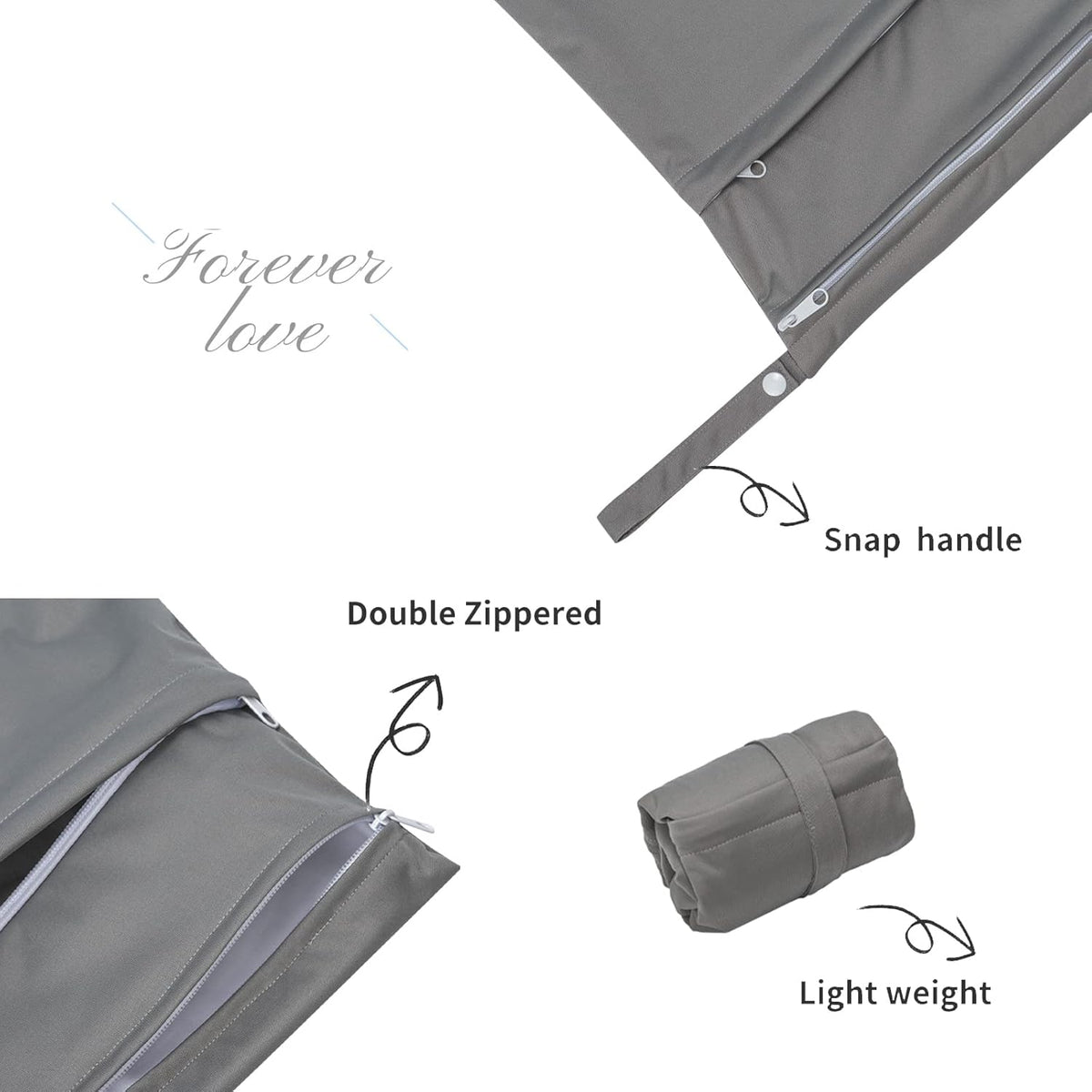 2pcs Superior Waterproof Wet Dry Bags,Reusable with Two Zippered Pockets, Baby Cloth Diaper Wet Bags,Travel,Beach,Pool,Daycare,Soiled Baby Items,Yoga Gym Bag,Wet bag for Swimsuit