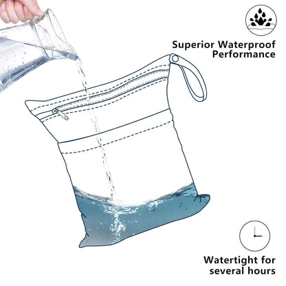 2pcs Superior Waterproof Wet Dry Bags,Reusable with Two Zippered Pockets, Baby Cloth Diaper Wet Bags,Travel,Beach,Pool,Daycare,Soiled Baby Items,Yoga Gym Bag,Wet bag for Swimsuit