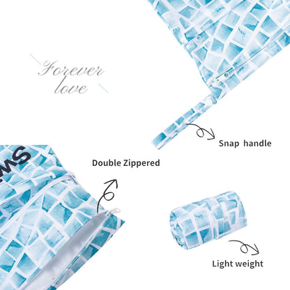 2pcs Superior Waterproof Wet Dry Bags,Reusable with Two Zippered Pockets, Baby Cloth Diaper Wet Bags,Travel,Beach,Pool,Daycare,Soiled Baby Items,Yoga Gym Bag,Wet bag for Swimsuit
