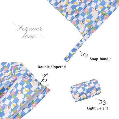 2pcs Superior Waterproof Wet Dry Bags,Reusable with Two Zippered Pockets, Baby Cloth Diaper Wet Bags,Travel,Beach,Pool,Daycare,Soiled Baby Items,Yoga Gym Bag,Wet bag for Swimsuit