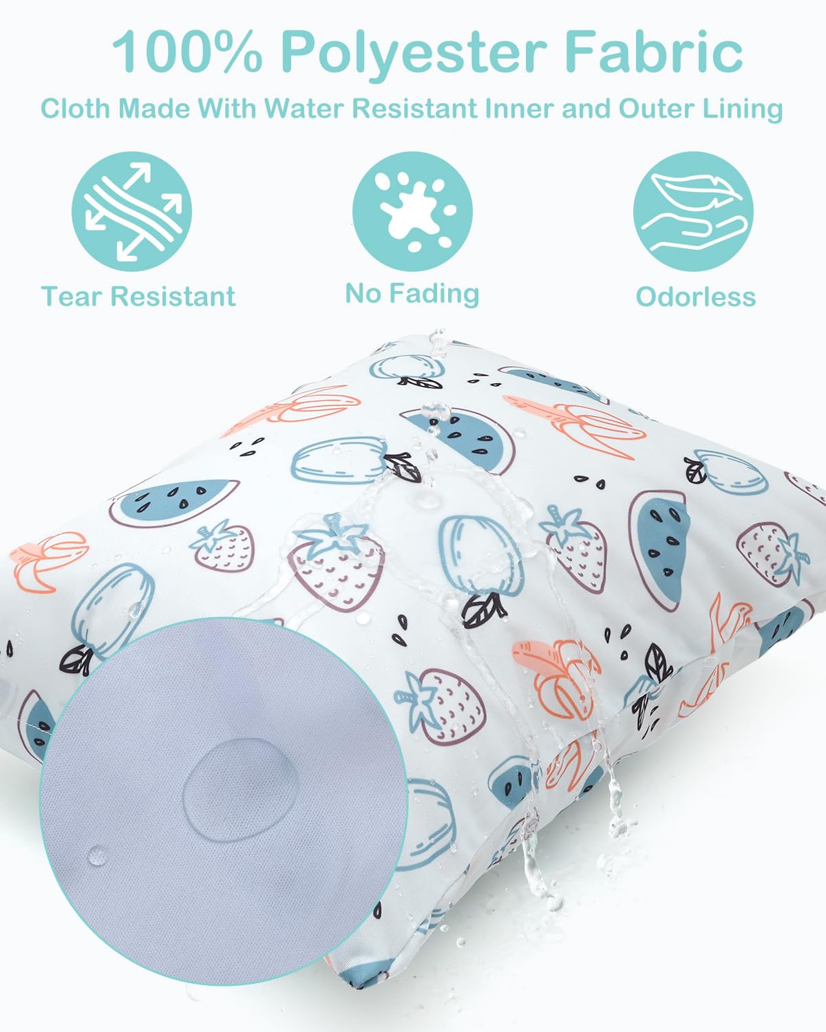 2pcs Superior Waterproof Wet Dry Bags,Reusable with Two Zippered Pockets, Baby Cloth Diaper Wet Bags,Travel,Beach,Pool,Daycare,Soiled Baby Items,Yoga Gym Bag,Wet bag for Swimsuit