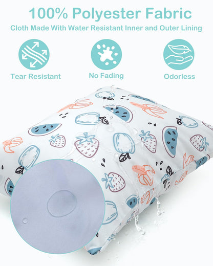 2pcs Superior Waterproof Wet Dry Bags,Reusable with Two Zippered Pockets, Baby Cloth Diaper Wet Bags,Travel,Beach,Pool,Daycare,Soiled Baby Items,Yoga Gym Bag,Wet bag for Swimsuit