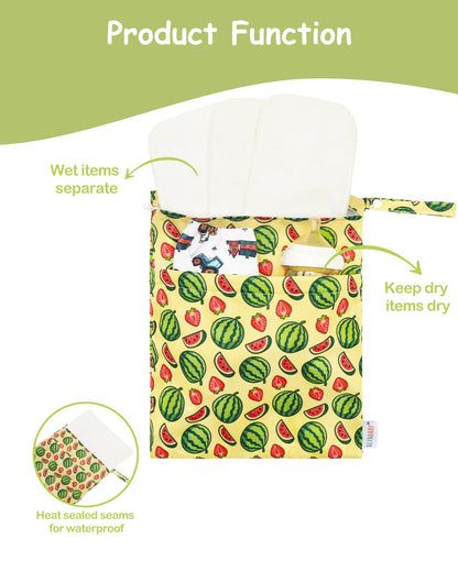 2pcs Superior Waterproof Wet Dry Bags,Reusable with Two Zippered Pockets, Baby Cloth Diaper Wet Bags,Travel,Beach,Pool,Daycare,Soiled Baby Items,Yoga Gym Bag,Wet bag for Swimsuit