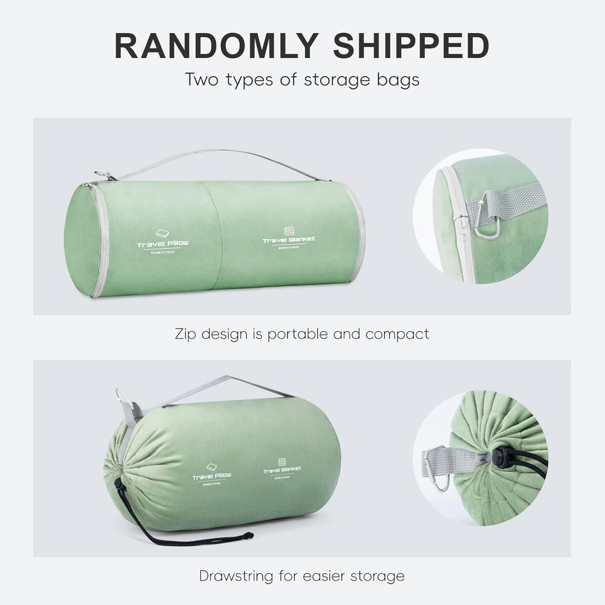 Travel Pillow and Blanket Set Neck Pillows Soft Blankets with Sleep Mask Travel Essentials for Airplane Car Memory Foam Blue Green