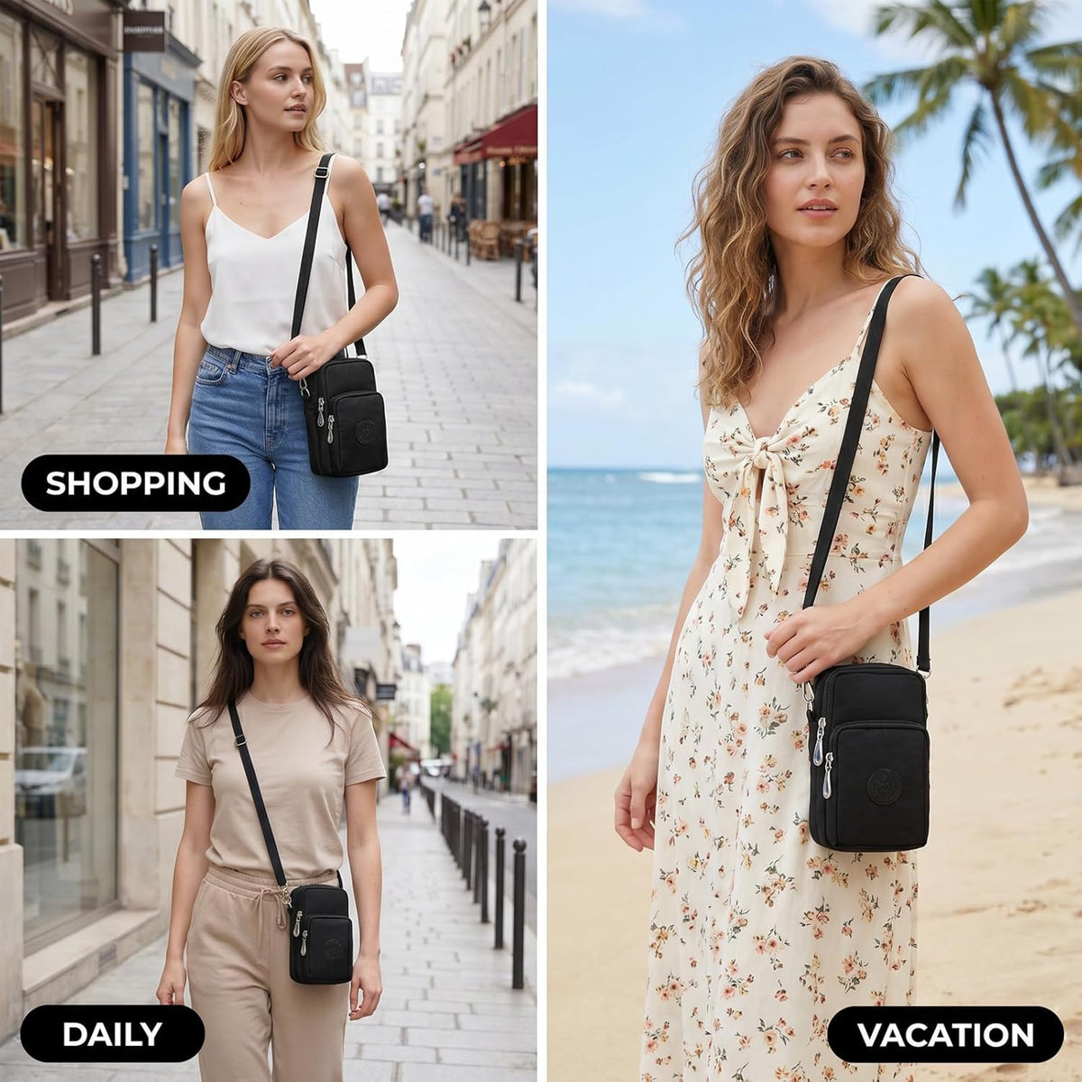Waterproof Nylon Cute Crossbody Cell Phone Purse Smartphone Wallet Bag for Women