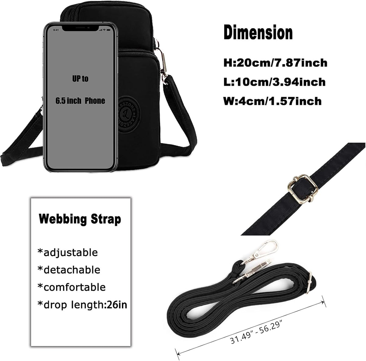 Waterproof Nylon Cute Crossbody Cell Phone Purse Smartphone Wallet Bag for Women