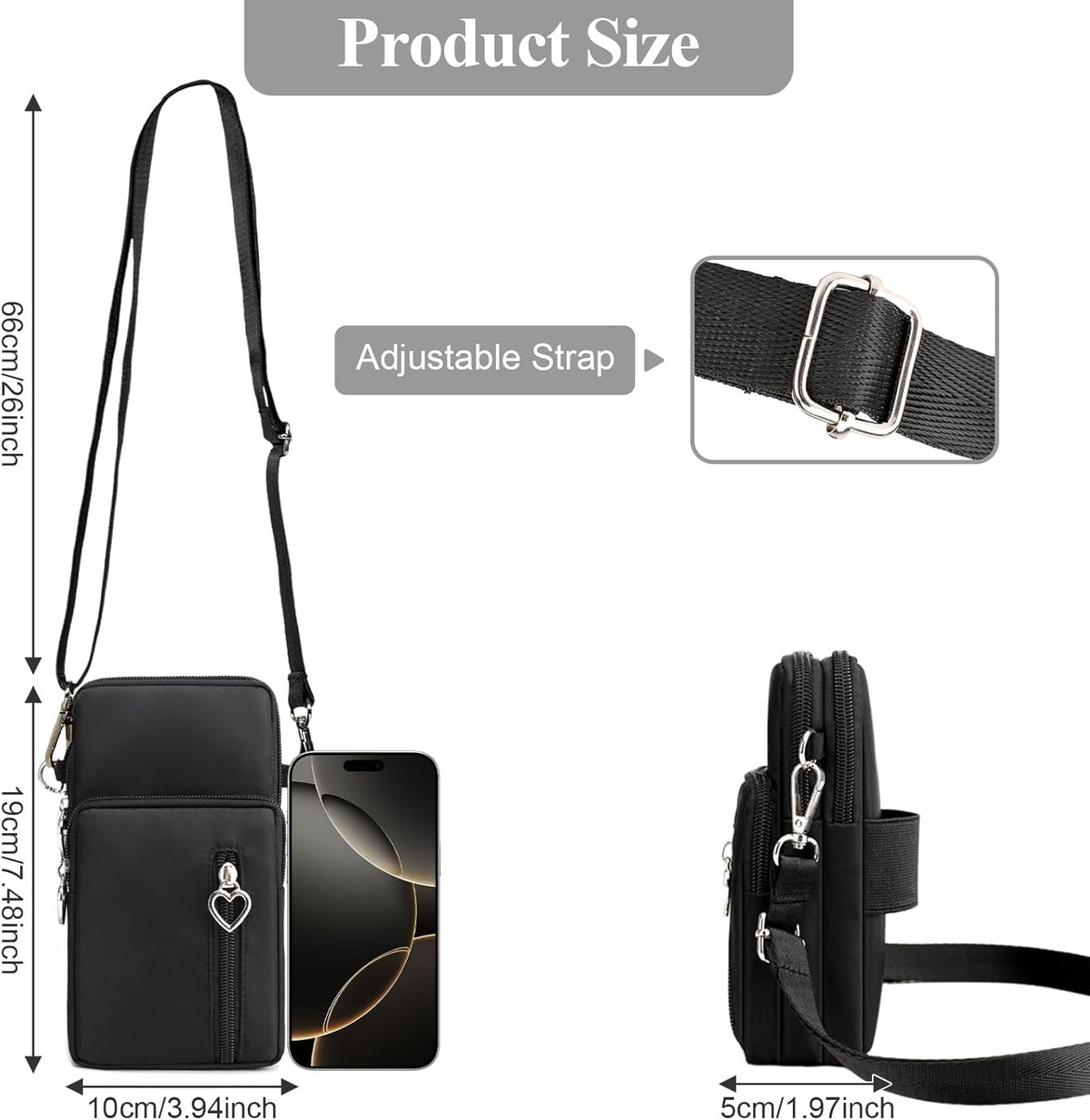 Waterproof Nylon Cute Crossbody Cell Phone Purse Smartphone Wallet Bag for Women