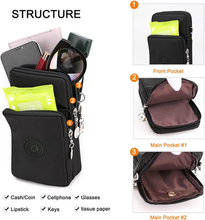 Waterproof Nylon Cute Crossbody Cell Phone Purse Smartphone Wallet Bag for Women
