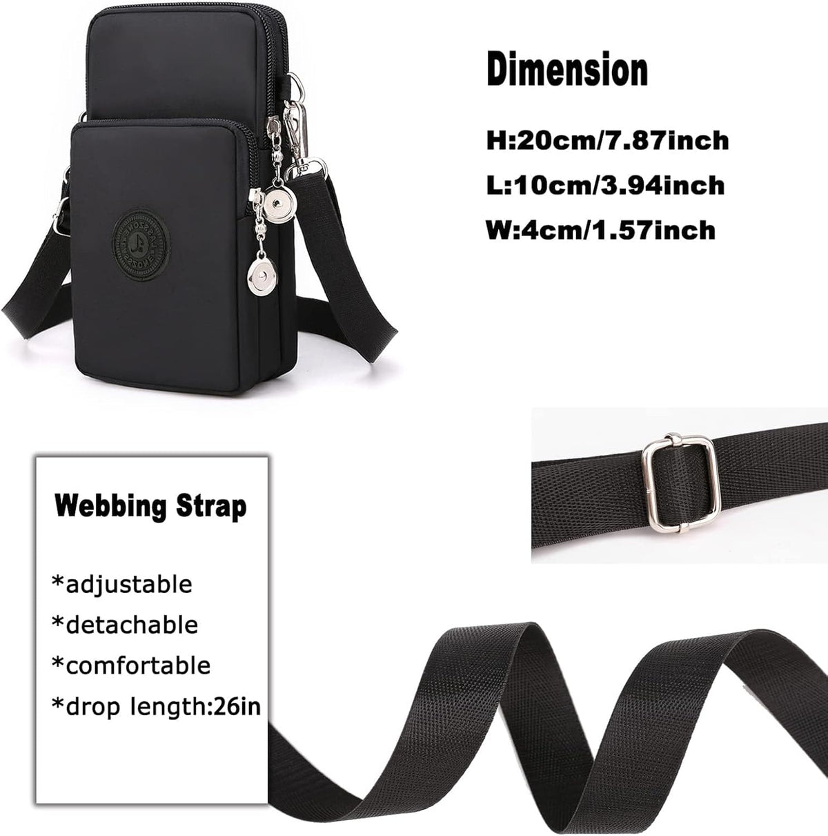 Waterproof Nylon Cute Crossbody Cell Phone Purse Smartphone Wallet Bag for Women