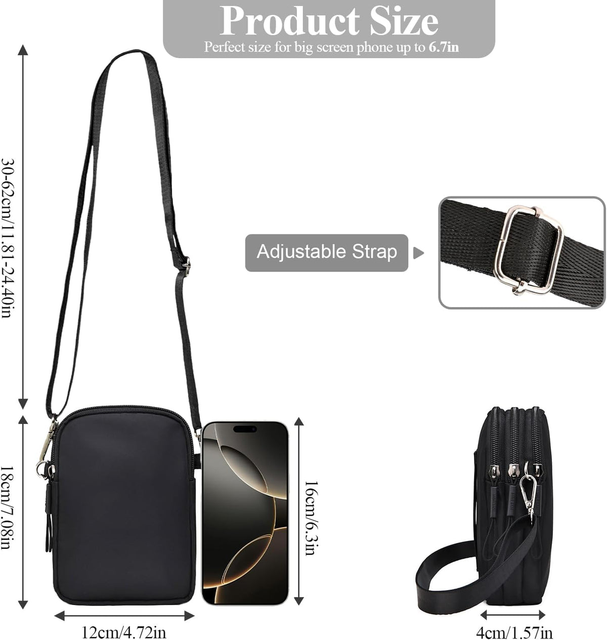 Waterproof Nylon Cute Crossbody Cell Phone Purse Smartphone Wallet Bag for Women