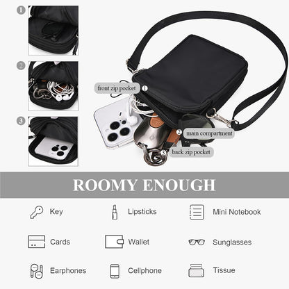 Waterproof Nylon Cute Crossbody Cell Phone Purse Smartphone Wallet Bag for Women