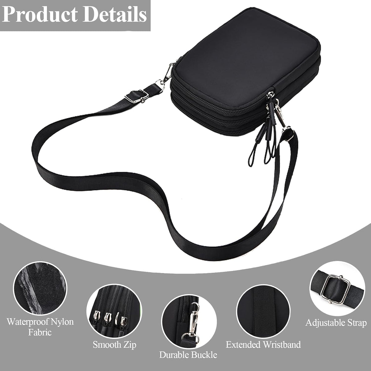 Waterproof Nylon Cute Crossbody Cell Phone Purse Smartphone Wallet Bag for Women