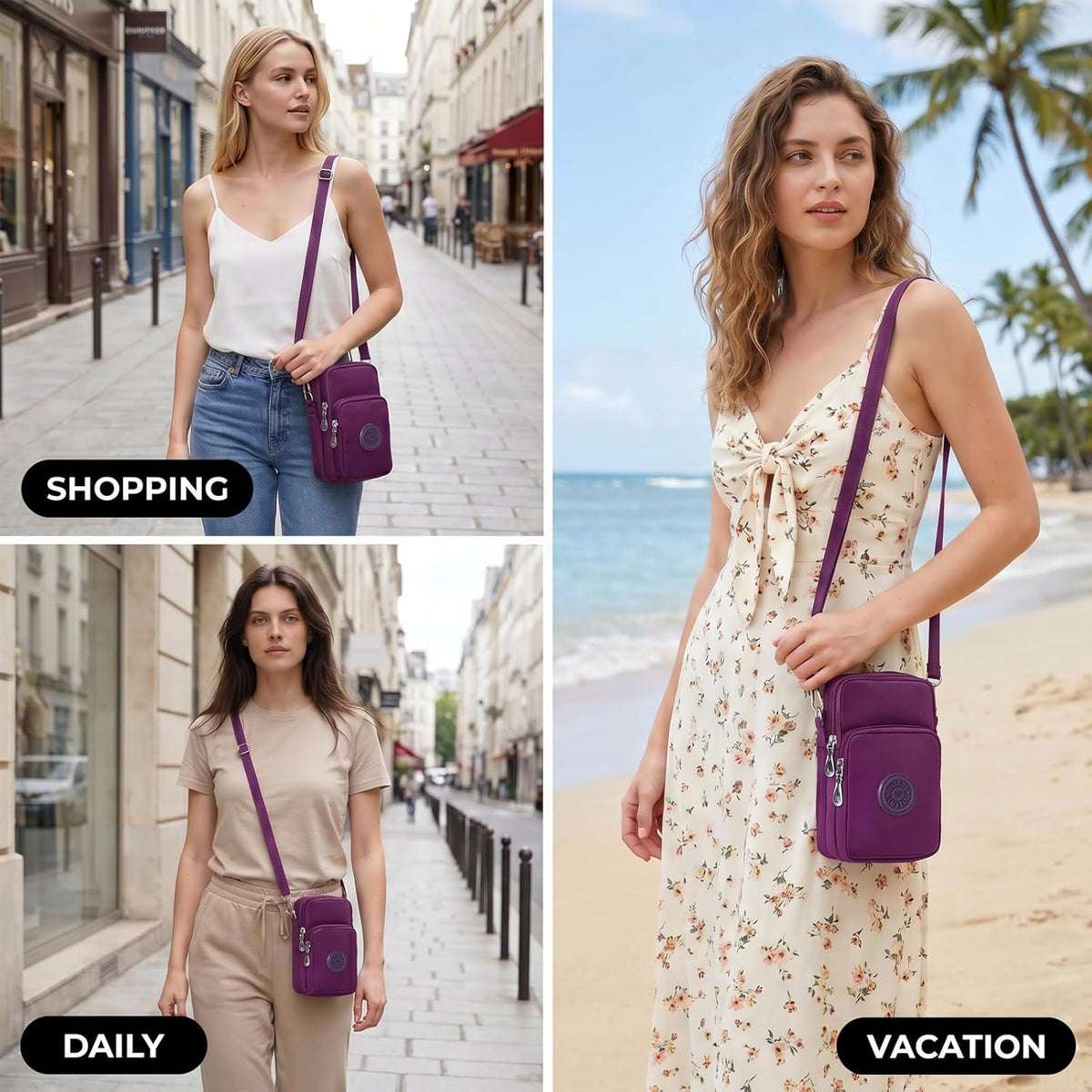 Waterproof Nylon Cute Crossbody Cell Phone Purse Smartphone Wallet Bag for Women