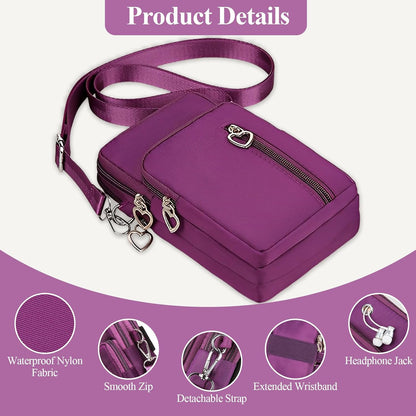 Waterproof Nylon Cute Crossbody Cell Phone Purse Smartphone Wallet Bag for Women