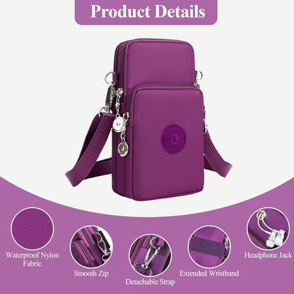 Waterproof Nylon Cute Crossbody Cell Phone Purse Smartphone Wallet Bag for Women