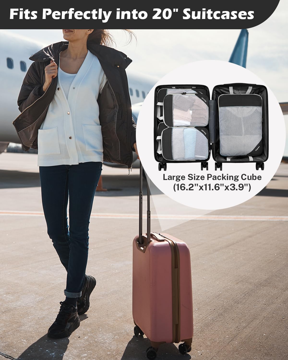 Compression Packing Cubes, Extensible Storage Mesh Bags Organizers
