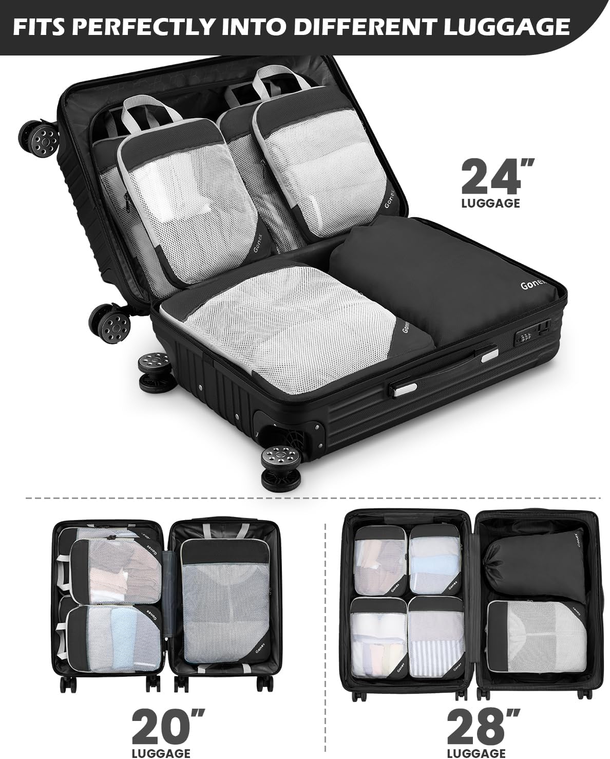 Compression Packing Cubes, Extensible Storage Mesh Bags Organizers