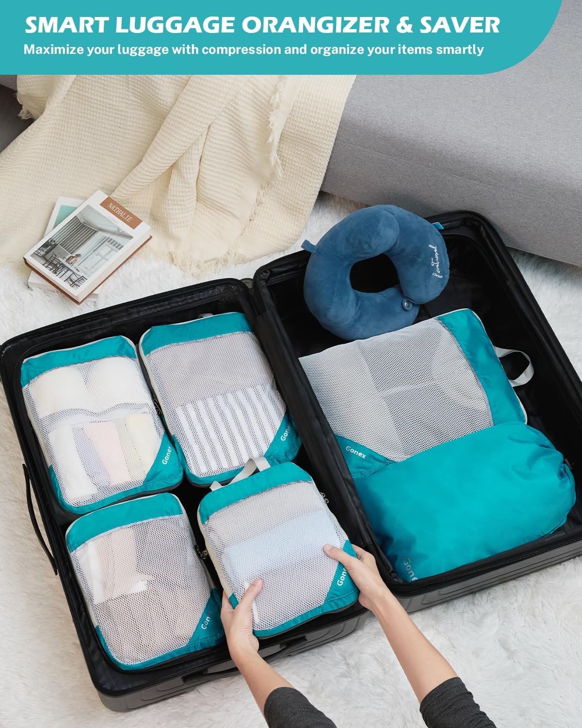Compression Packing Cubes, Extensible Storage Mesh Bags Organizers