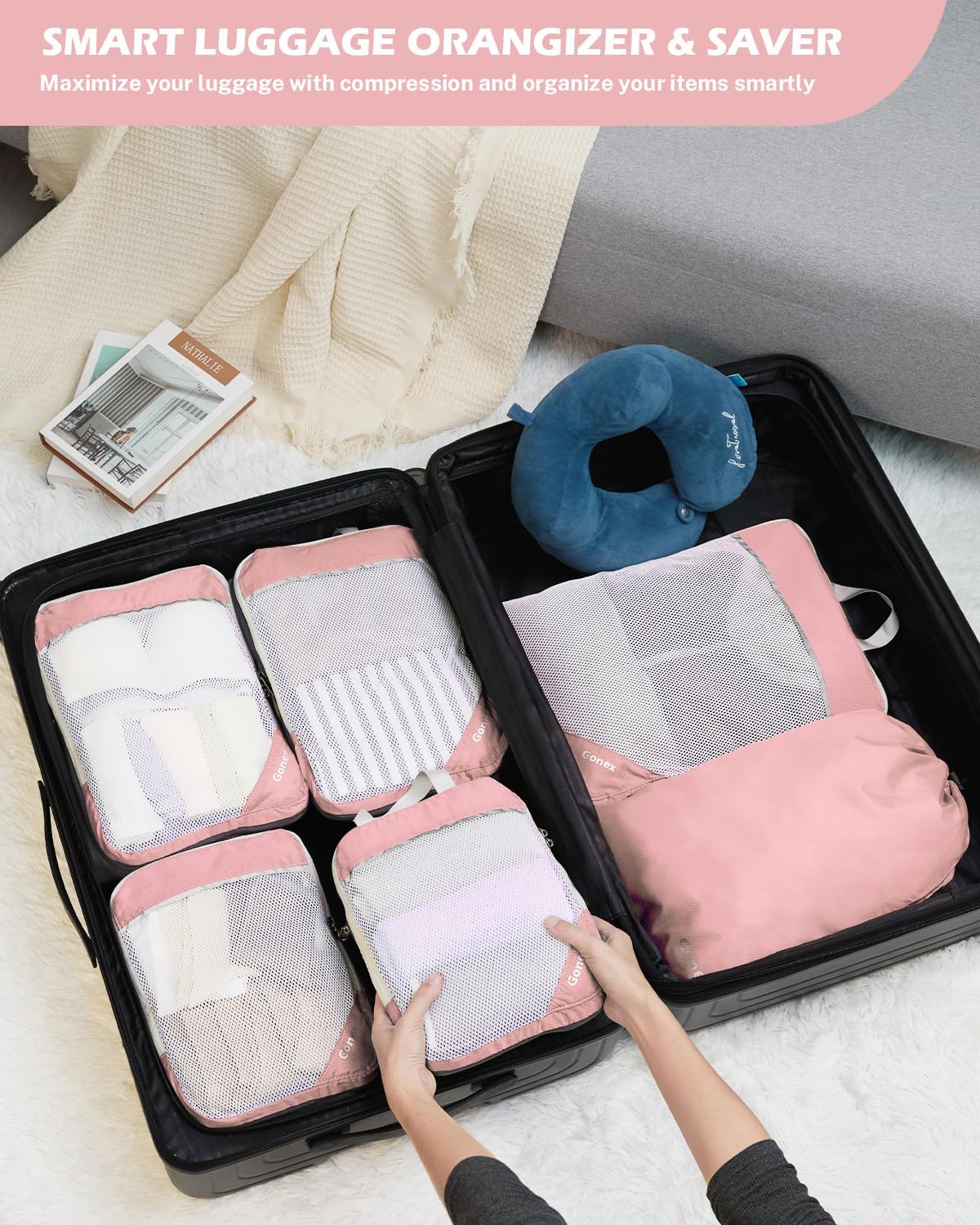 Compression Packing Cubes, Extensible Storage Mesh Bags Organizers