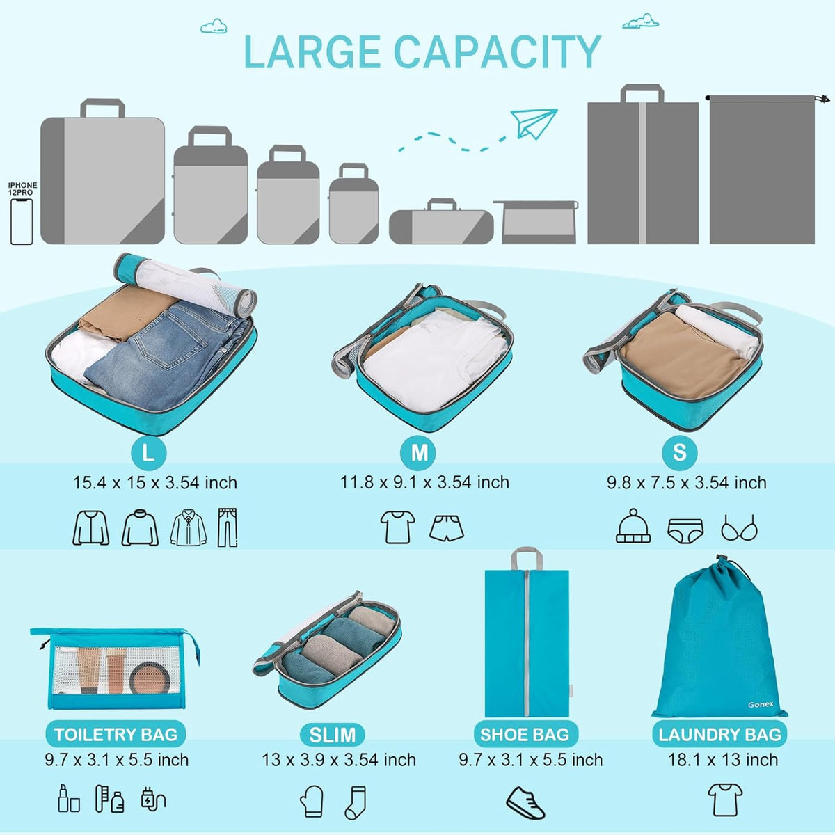 Compression Packing Cubes, Extensible Storage Mesh Bags Organizers