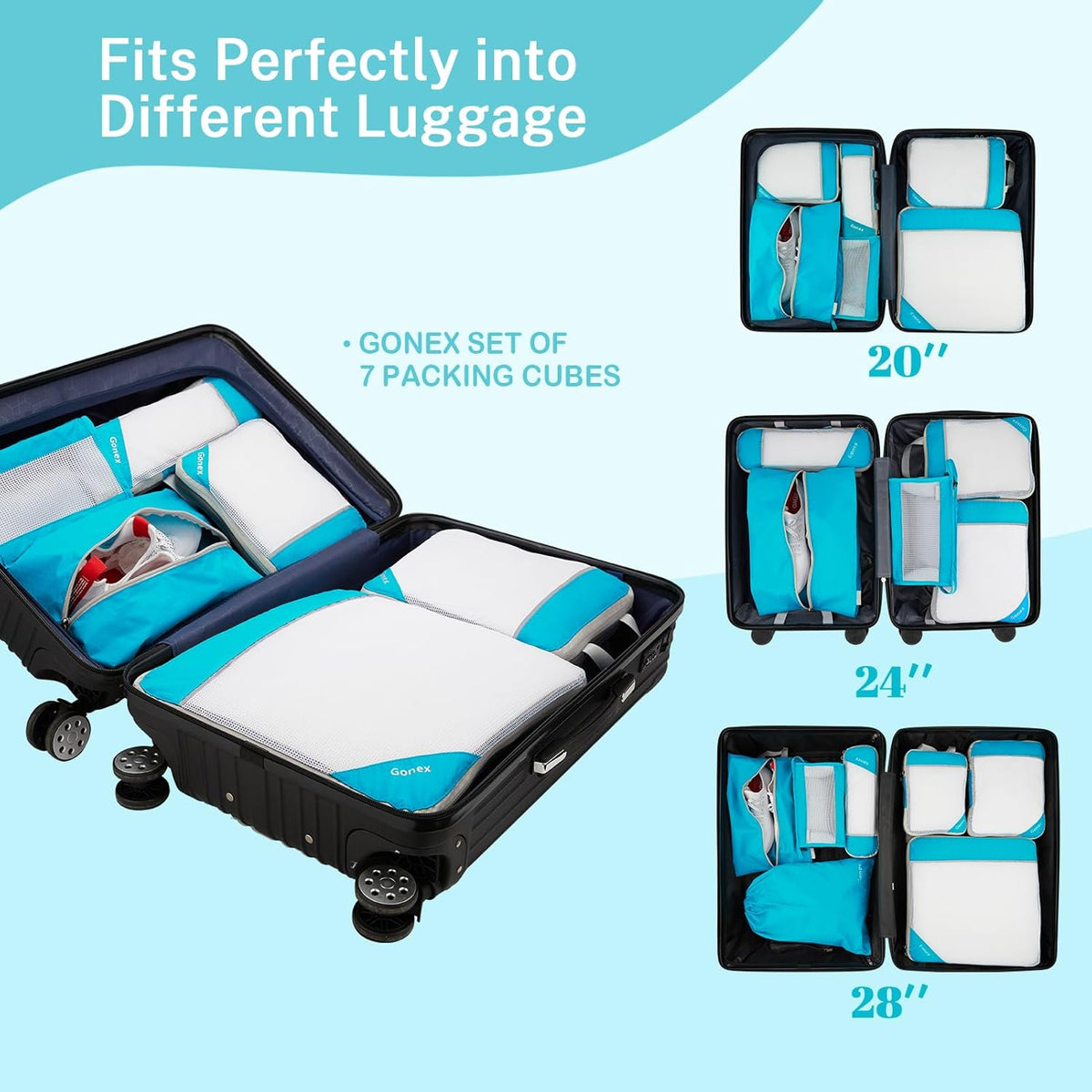 Compression Packing Cubes, Extensible Storage Mesh Bags Organizers