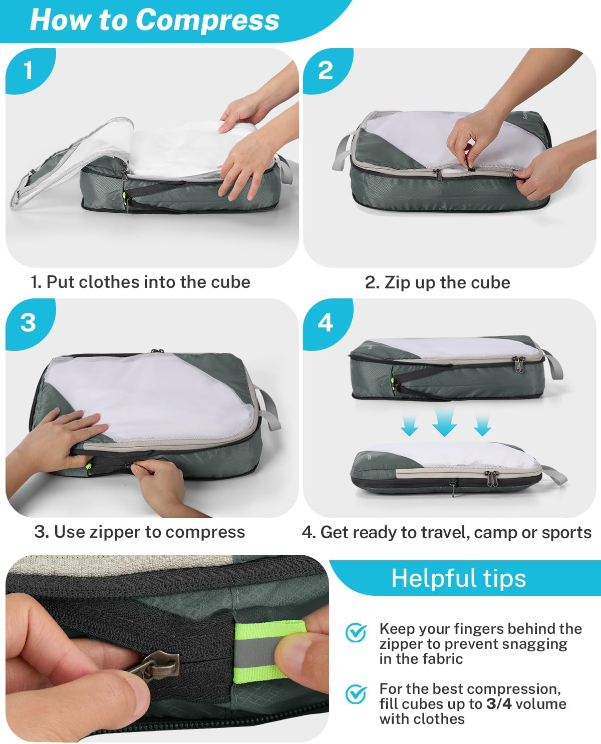 Compression Packing Cubes, Extensible Storage Mesh Bags Organizers