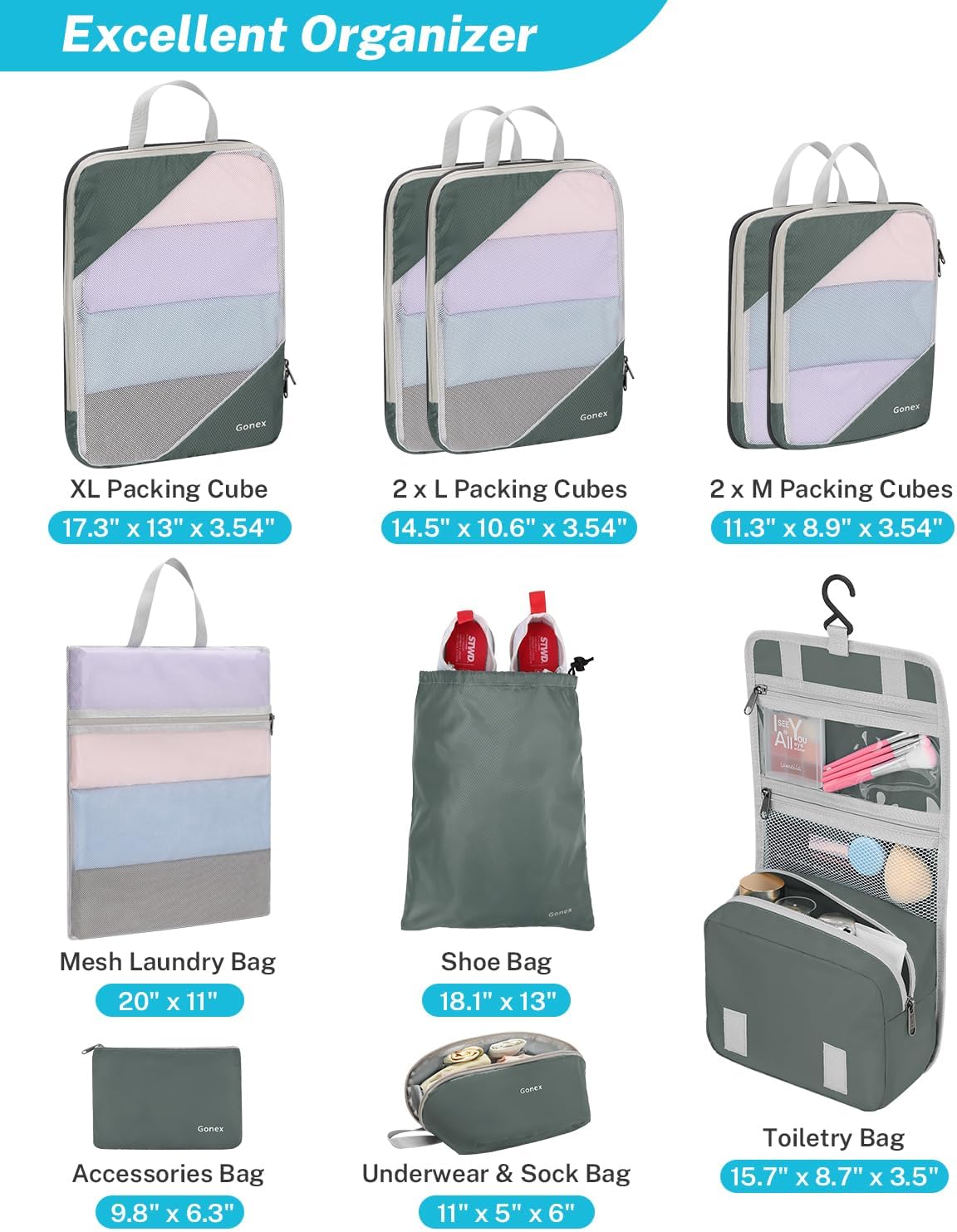 Compression Packing Cubes, Extensible Storage Mesh Bags Organizers