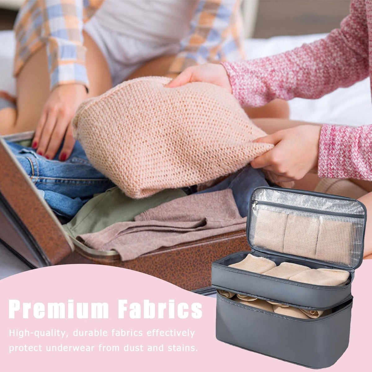 Travel Underwear Organizer – Compact Bra Storage Case, Foldable Lingerie Pouch, Lightweight Multi-Compartment Packing Cube, Portable Toiletry Storage Container, Durablee Luggage Bag | for Holiday
