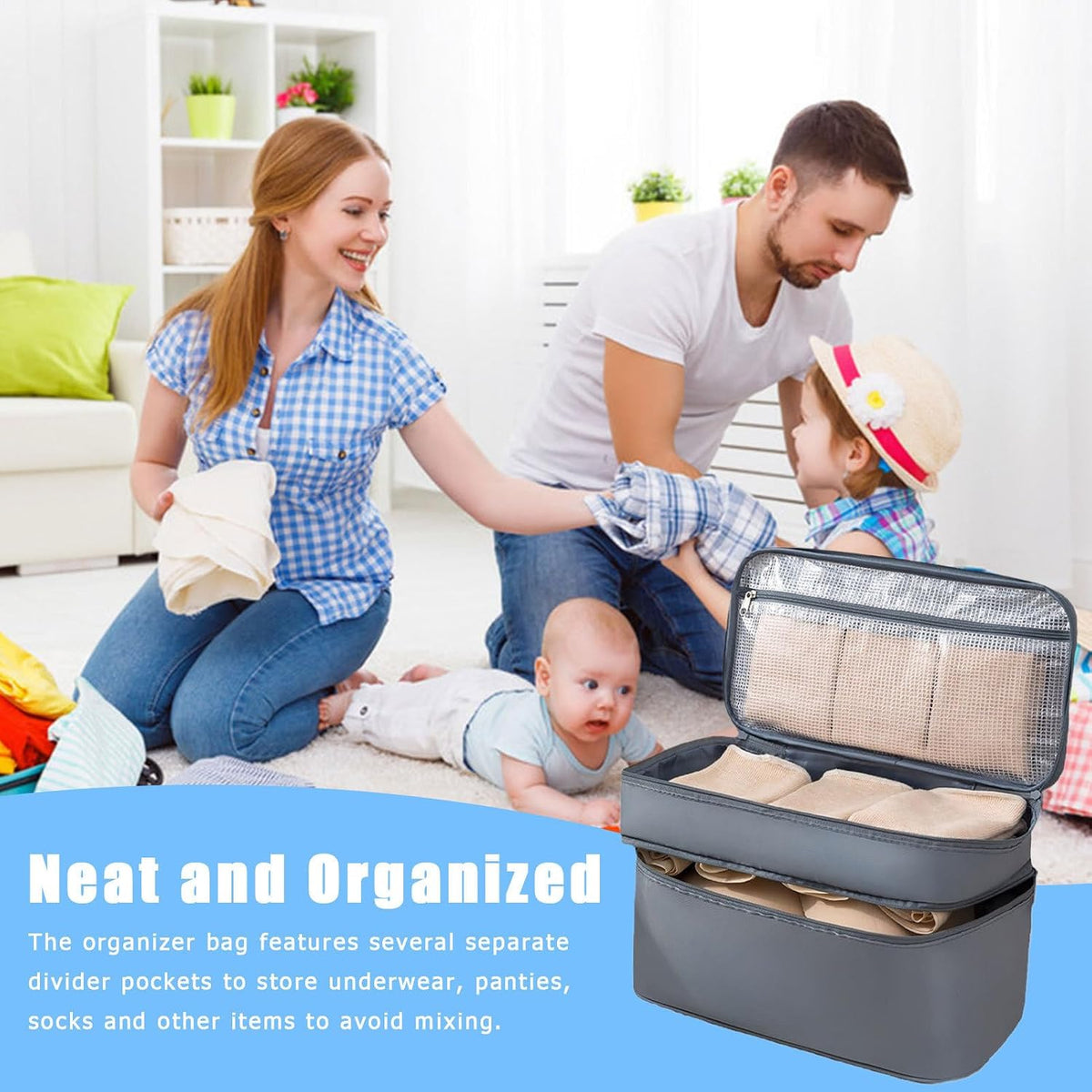 Travel Underwear Organizer – Compact Bra Storage Case, Foldable Lingerie Pouch, Lightweight Multi-Compartment Packing Cube, Portable Toiletry Storage Container, Durablee Luggage Bag | for Holiday