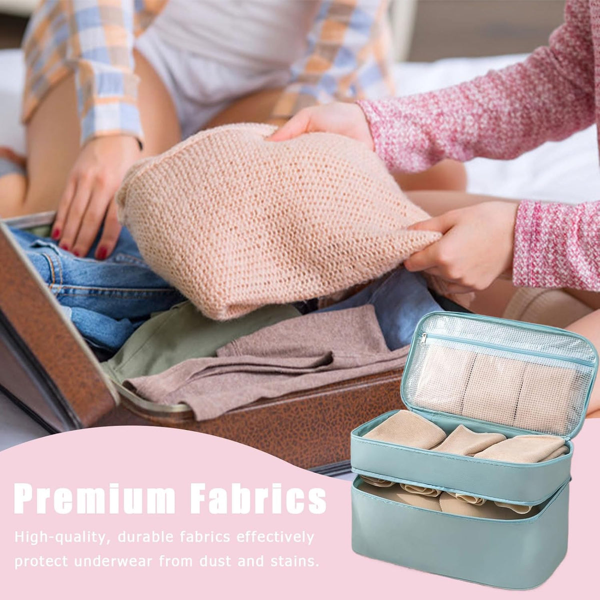 Travel Underwear Organizer – Compact Bra Storage Case, Foldable Lingerie Pouch, Lightweight Multi-Compartment Packing Cube, Portable Toiletry Storage Container, Durablee Luggage Bag | for Holiday