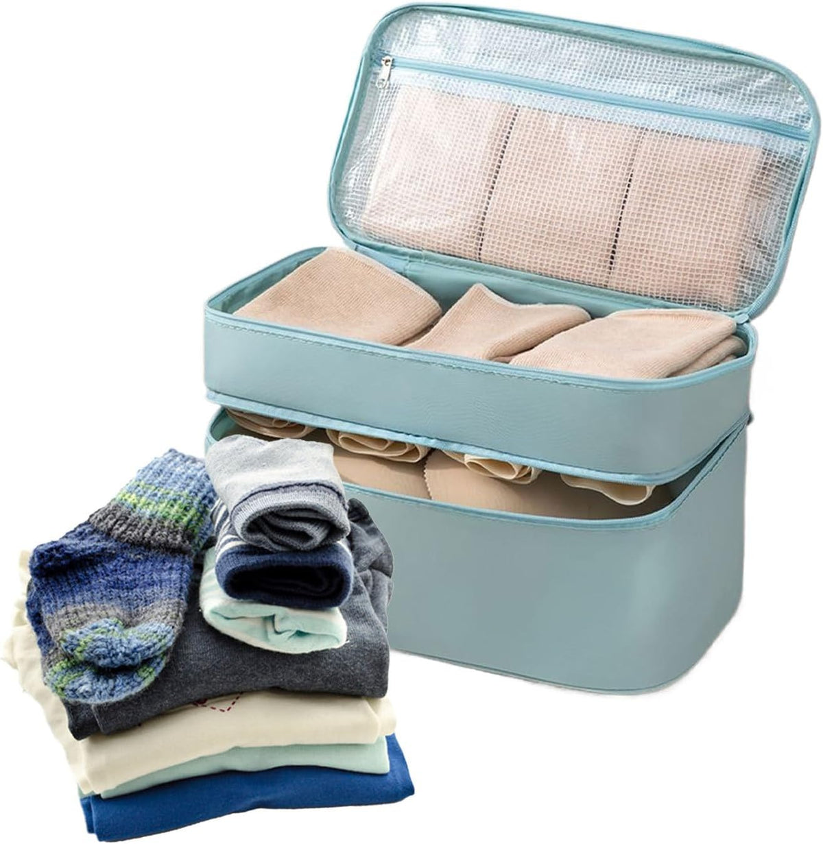Travel Underwear Organizer – Compact Bra Storage Case, Foldable Lingerie Pouch, Lightweight Multi-Compartment Packing Cube, Portable Toiletry Storage Container, Durablee Luggage Bag | for Holiday