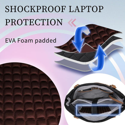 Laptop Tote Bag for Women, 15.6 Inch Computer Shoulder Bag Teacher Work Bag Travel Purse with Small Pouch VONXURY