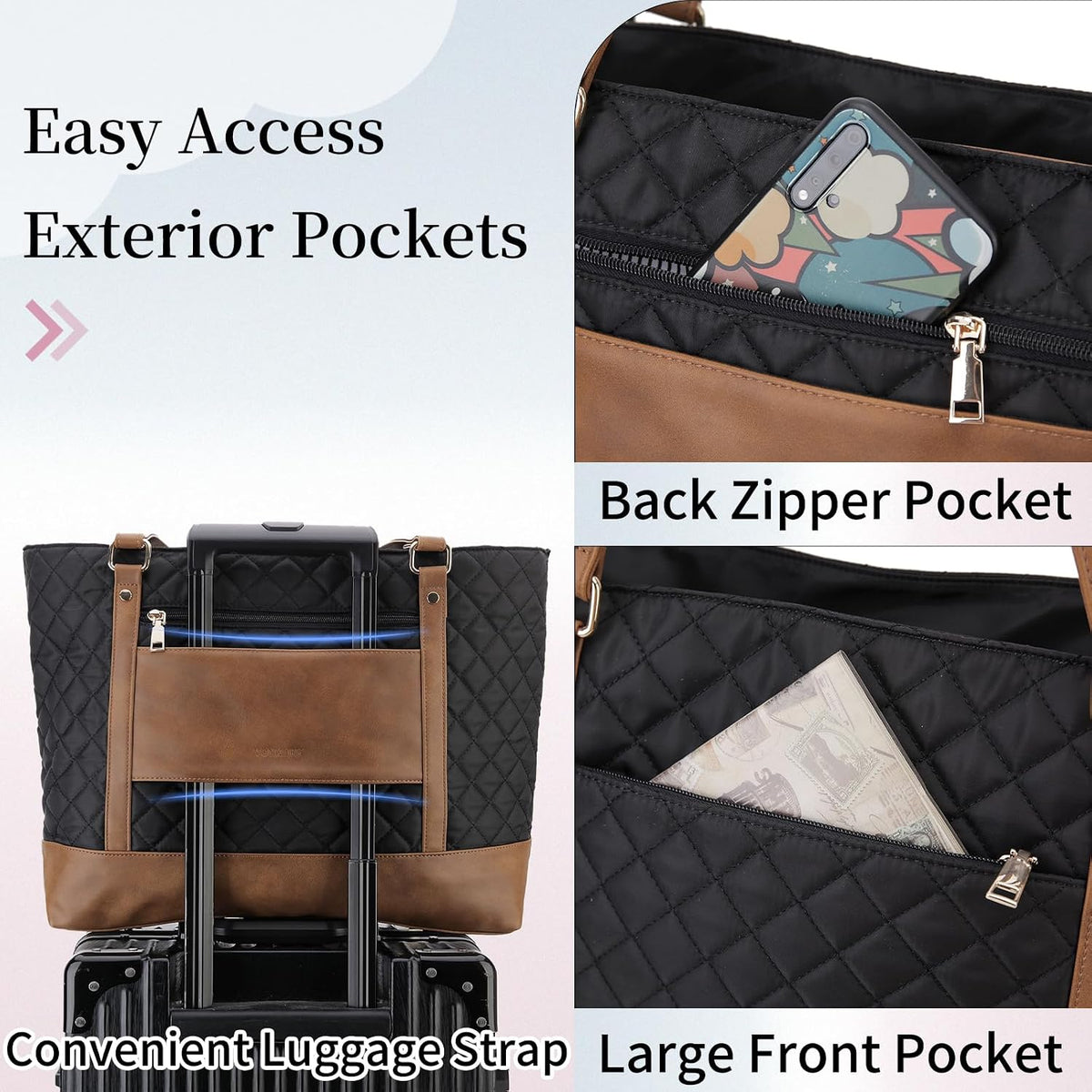 Laptop Tote Bag for Women, 15.6 Inch Computer Shoulder Bag Teacher Work Bag Travel Purse with Small Pouch VONXURY