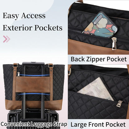 Laptop Tote Bag for Women, 15.6 Inch Computer Shoulder Bag Teacher Work Bag Travel Purse with Small Pouch VONXURY