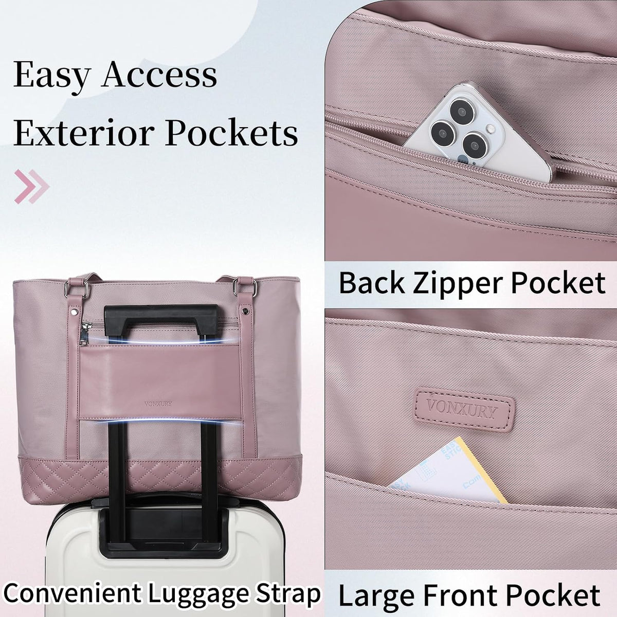 Laptop Tote Bag for Women, 15.6 Inch Computer Shoulder Bag Teacher Work Bag Travel Purse with Small Pouch VONXURY