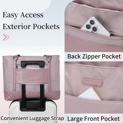 Laptop Tote Bag for Women, 15.6 Inch Computer Shoulder Bag Teacher Work Bag Travel Purse with Small Pouch VONXURY