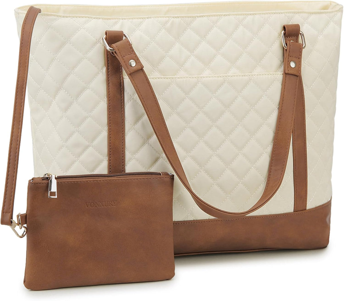 Laptop Tote Bag for Women, 15.6 Inch Computer Shoulder Bag Teacher Work Bag Travel Purse with Small Pouch VONXURY