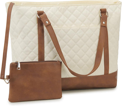 Laptop Tote Bag for Women, 15.6 Inch Computer Shoulder Bag Teacher Work Bag Travel Purse with Small Pouch VONXURY